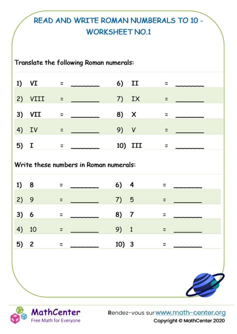 Class 4 Maths Roman Numerals Worksheet に対する画像結果