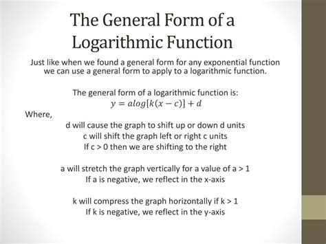 Afbeeldingsresultaten voor Logarithmic Function General Form