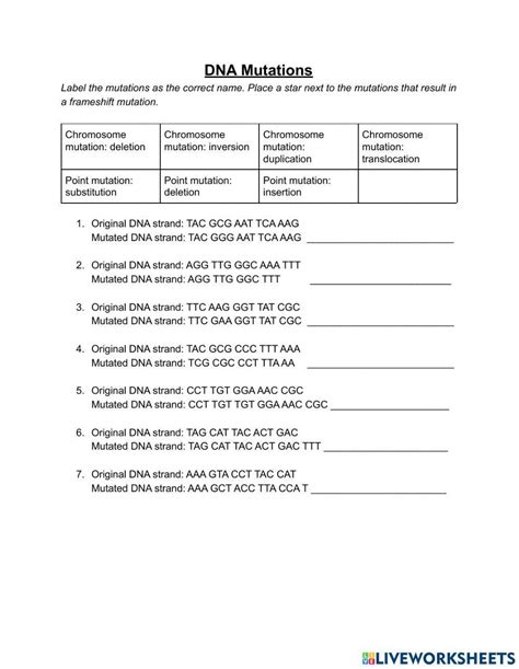 Image result for DNA Mutations Practice Worksheet Answers