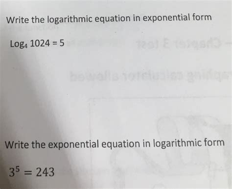 Write Logarithmic Equation Exponential Form に対する画像結果