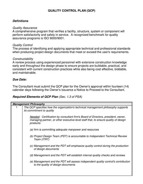 Image result for Product Quality Plan Example