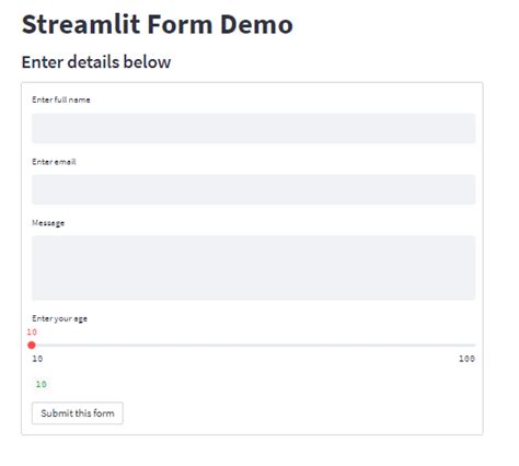 Image result for Streamlit Form