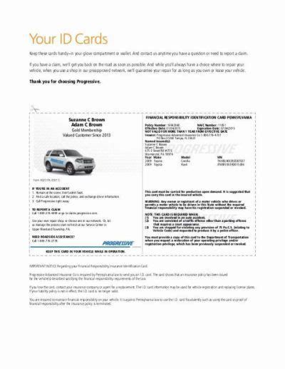 Image result for Progressive Auto Insurance Card Template