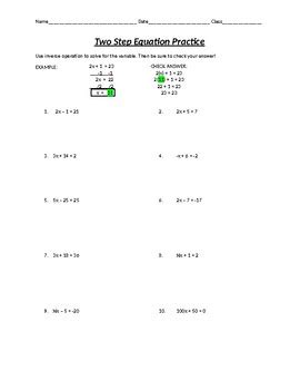 Image result for Two-Step Equations Problems