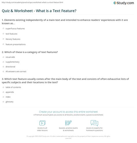 Image result for Text Features Quiz