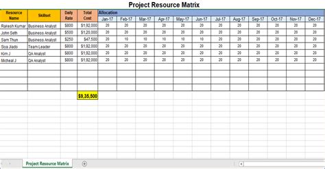 Toradh íomhá ar Resource Assignment Matrix Example