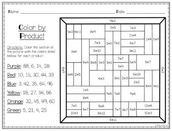 Image result for First Grade Worksheets Color Multiplication