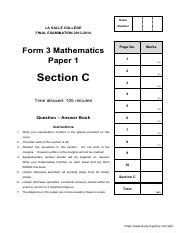 Image result for Mathematics Form 3 Question Paper Section B