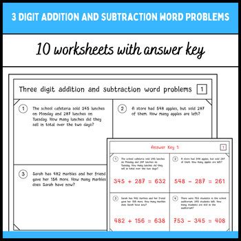 Image result for 3 Digit Addition Word Problems