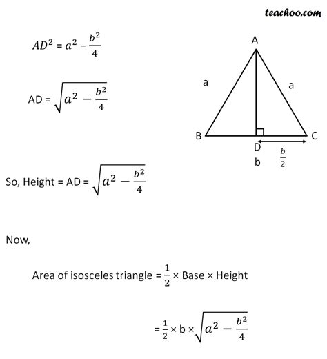 Area of isosceles triangle - Formula with Examples - Teachoo