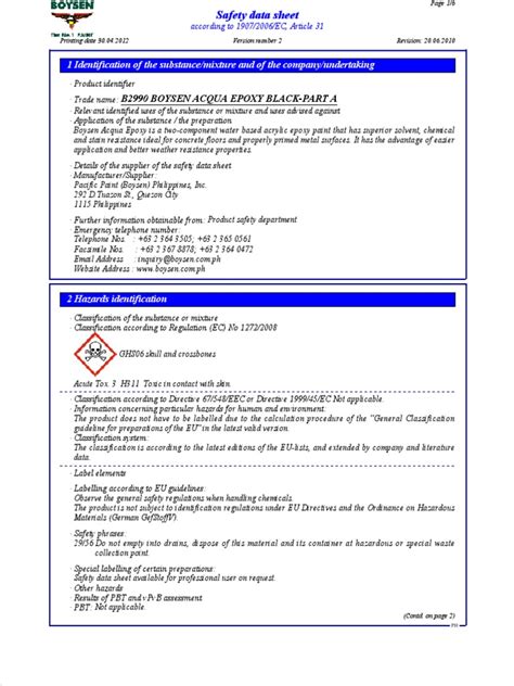 Toradh íomhá ar Safety Data Sheet for Paint