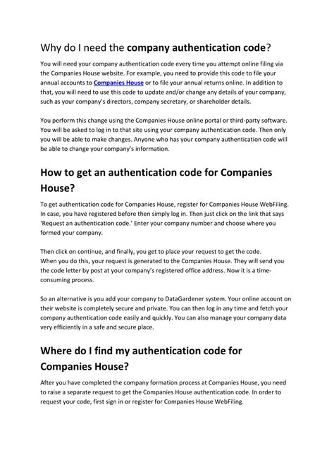 Image result for Authentication Code for Company Filing