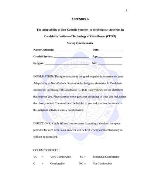 Image result for Google Survey Appendix Example