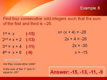 تصویر کا نتیجہ برائے Consecutive Integer Word Problems