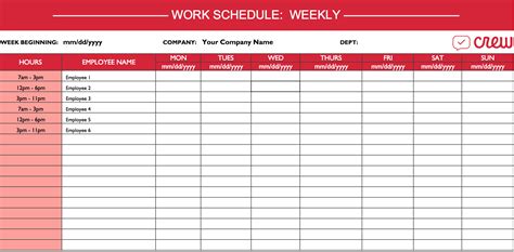 Image result for Employee Work Schedule Spreadsheet