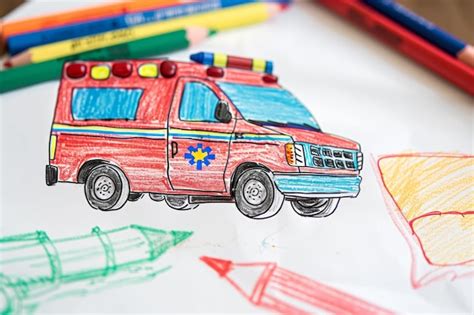Toradh íomhá ar Crayon Drawing Fire Engine