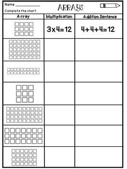 Afbeeldingsresultaten voor Math Arrays Worksheets