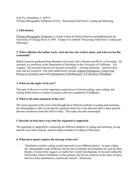 Image result for Ethnographic Field Notes Example