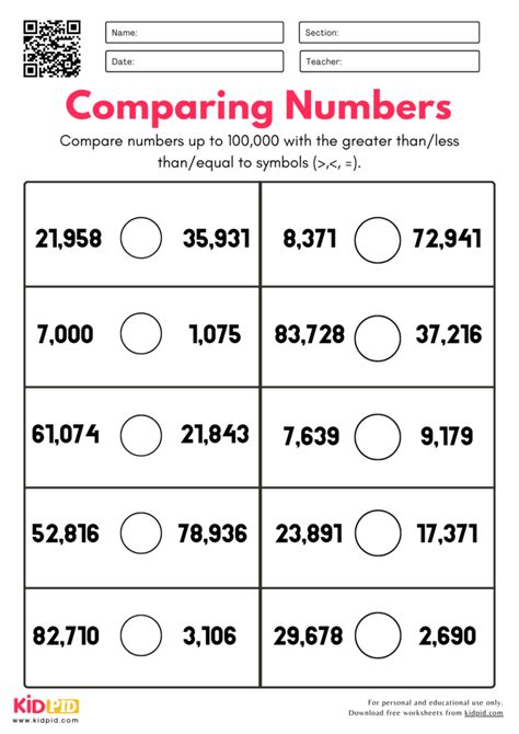 Image result for Ordering and Comparing Numbers Worksheet Grade 3 PDF