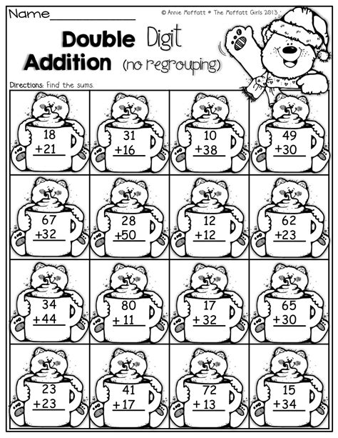 Image result for Math Worksheets Double-Digit Addition