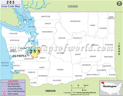 Image result for 253 Area Code Map