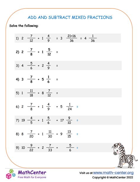Image result for 5th Grade Math Worksheets Adding Fractions