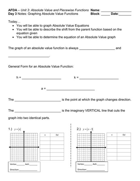 Absolute Value Function Worksheet PDF に対する画像結果