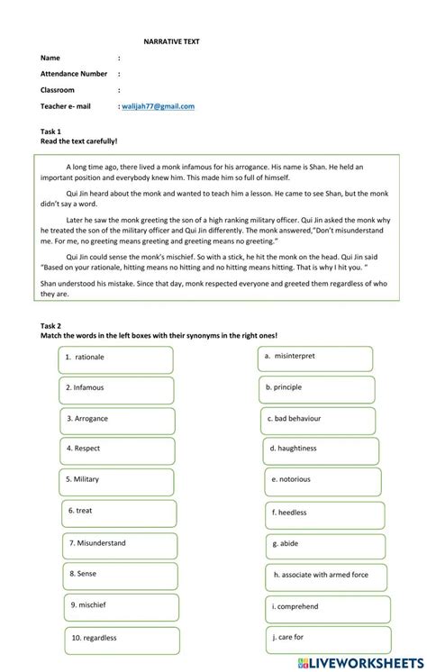 Image result for Narrative Text Grade 9 Worksheet