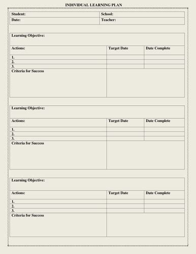 Learning Plan Note Template に対する画像結果