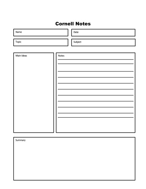 Cornell Notes Template Free に対する画像結果