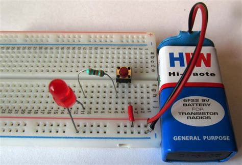 Image result for Power LED with Battery Breadboard Push Button Circuit Diagram