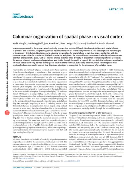 Image result for Columnar Organization of Primary Visual Cortex