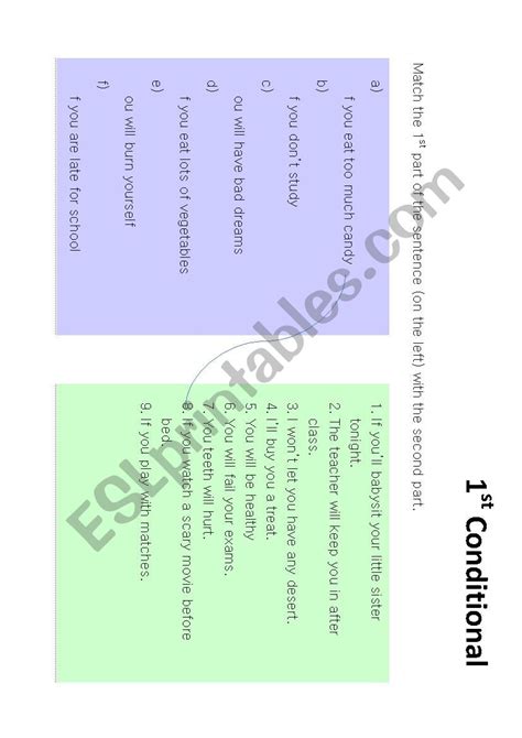 Matching Sentences First Conditional Worksheet に対する画像結果