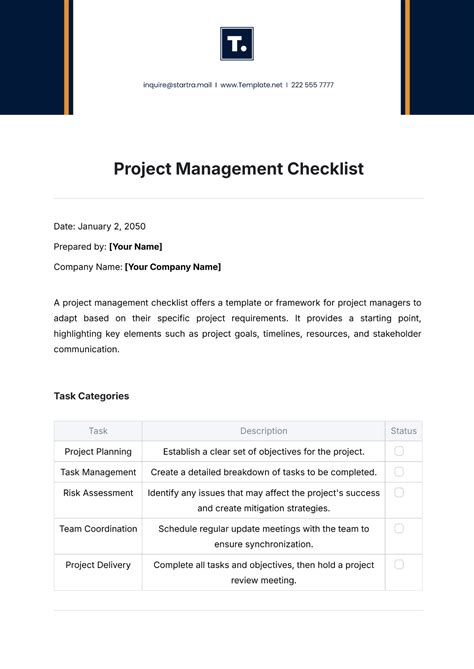 Image result for Free Project Management Checklist Template