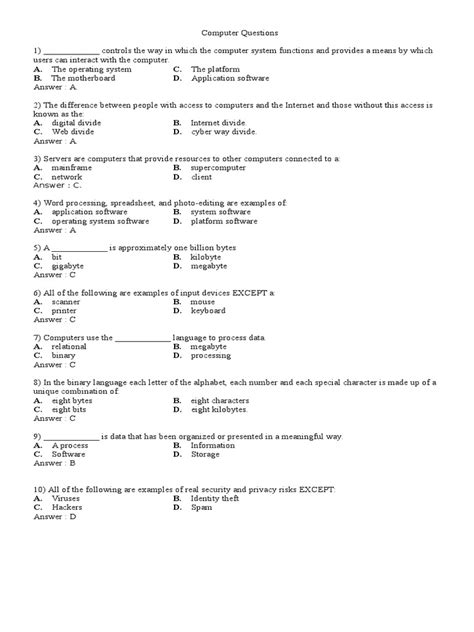 Computer System Questions and Answers PDF に対する画像結果