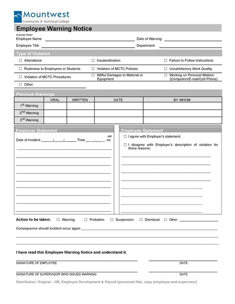 Image result for Employee Warning Notice