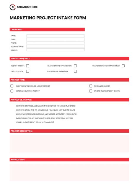 Toradh íomhá ar Project Intake Form Template