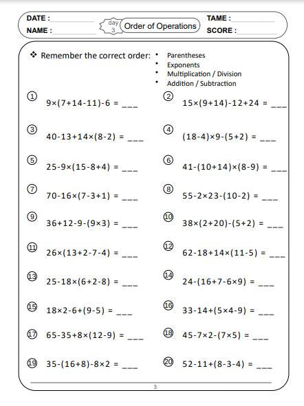 Image result for Order of Operations Multi-Step Worksheets