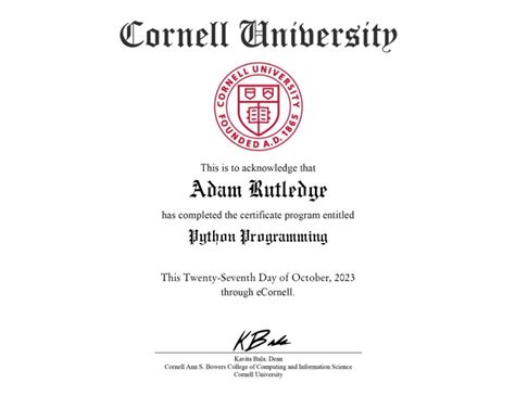 Afbeeldingsresultaten voor Cornell University Python Certificate