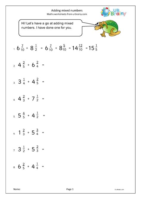 Toradh íomhá ar Adding Fractions with Mixed Numbers Worksheet