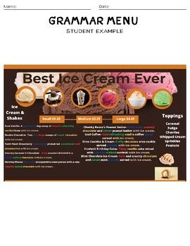 Image result for Language Arts Menu Project