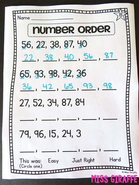 Image result for Ordering Numbers First Grade
