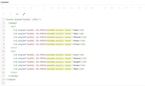 Toradh íomhá ar Table Borders HTML Sample Code