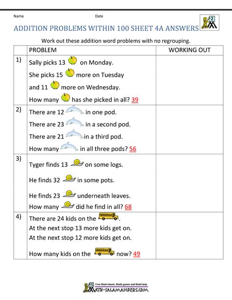 Image result for 2nd Grade Addition Word Problems