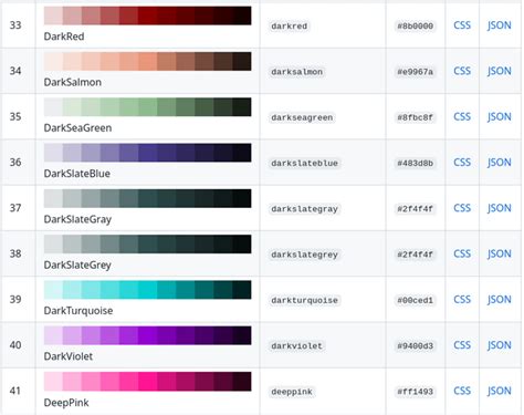 HTML Color Palette Color Code に対する画像結果