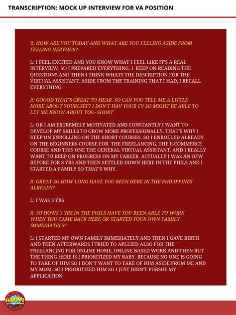 Example Transcript of Job Interview に対する画像結果