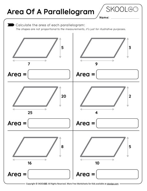 Toradh íomhá ar Area of Parallelogram Worksheet Using Grid Method