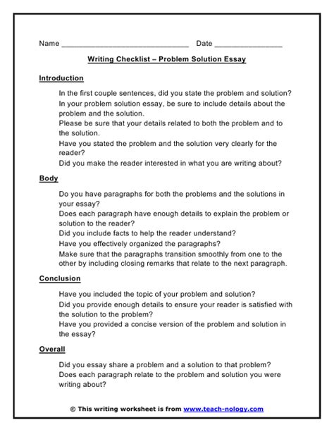 Image result for Problem and Solution Essay Structure Worksheet