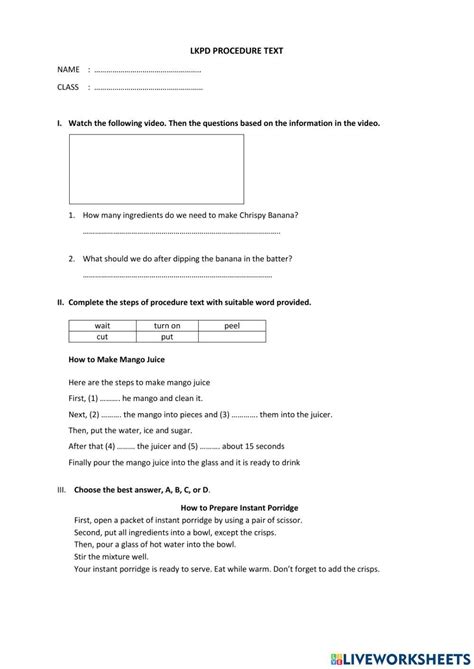 Image result for Procedure Text Worksheet Operate Camera