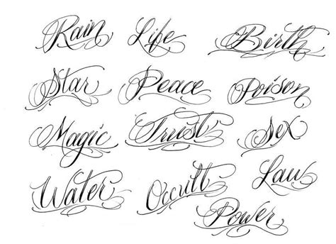 Toradh íomhá ar Script Lettering Tattoo Template